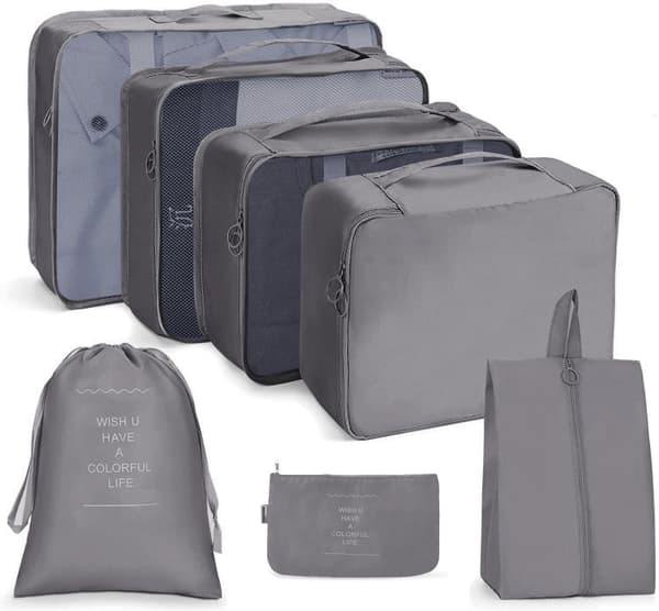 7 In 1 Travel Storage Bag Set Folding Storage Bag(Gray)