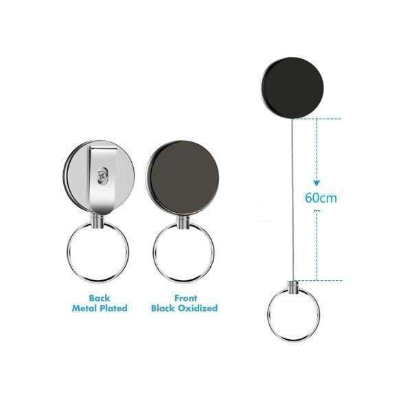 2 udtrækbare nøgleringe med yo-yo funktion og snor - 60cm