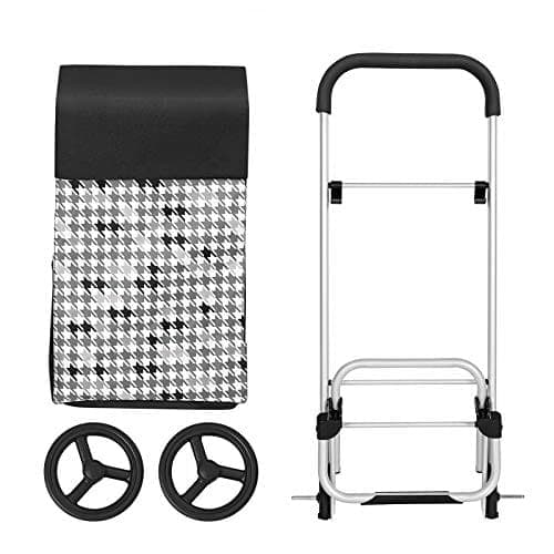 Songmics Shopping Trolley on Wheels, indkøbskurv, lastkapacitet 40L, 47 x 33 x 97 cm, sort