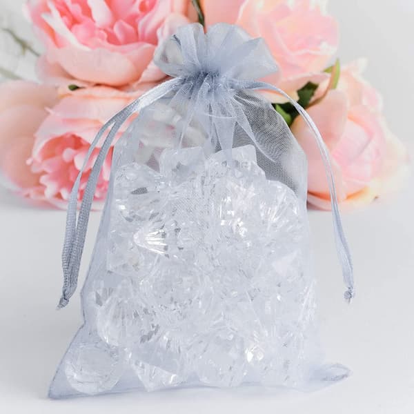 INF Små presentpåsar med dragsko Organza 25-pack 7x9 cm Grå