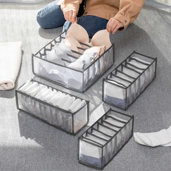 INF Vikbar Klädlåda Organizer för Underkläder BH Strumpor 4-Pack