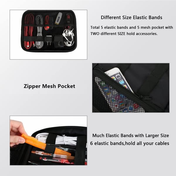 INF Multifunktionel datakabel opbevaringstaske kabel organizer taske