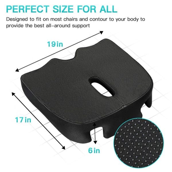 Benazcap - BE-Sittdyna Svart - Memory Foam Office Chair Sittdyna, Reducerar ischias (svart)