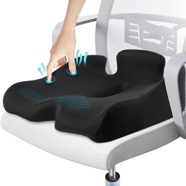 Benazcap - BE-Sittdyna Svart - Memory Foam Office Chair Sittdyna, Reducerar ischias (svart)