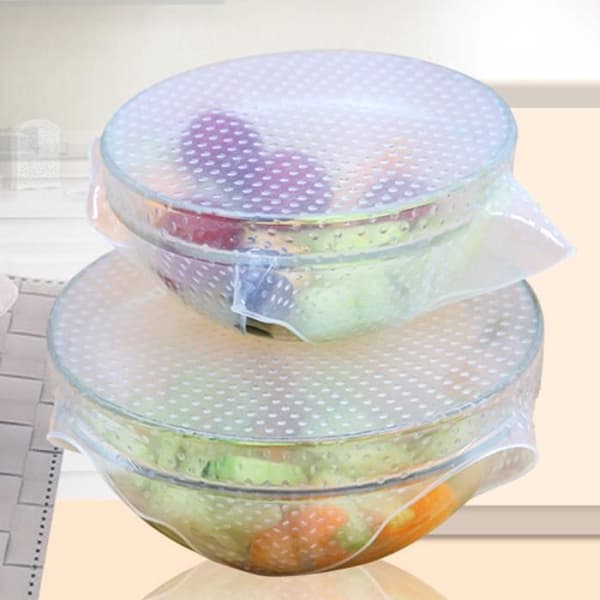 Nya 4-pack Multifunktionella Livsmedelsförvaringssaran Wrap Köksverktyg Återanvändbara Silikonmatwraps Tätningsvakuumlock St