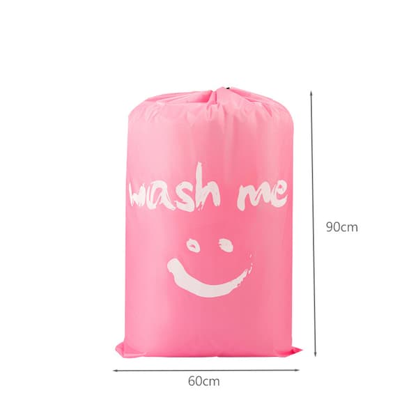 INF Snøre Beam Mouth Finishing Bag Vasketøjspose Opbevaringspose smiley face