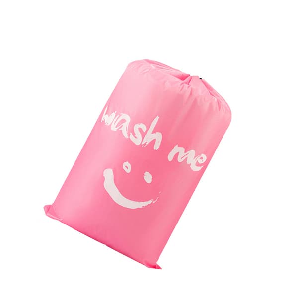 INF Snøre Beam Mouth Finishing Bag Vasketøjspose Opbevaringspose smiley face