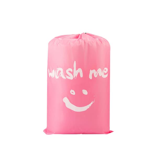 INF Snøre Beam Mouth Finishing Bag Vasketøjspose Opbevaringspose smiley face