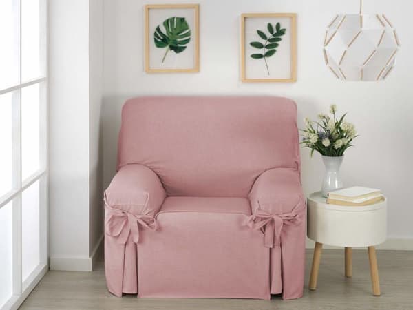 Martina hem - Turia - Turie Sofföverdrag med rosetter, bomullspolyester, ljusrosa, 1 sits