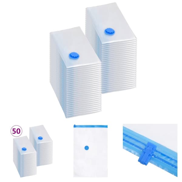 The Living Store vakuumposer til opbevaring af tøj 80x60 cm 50 stk. -  Opbevaringsposer