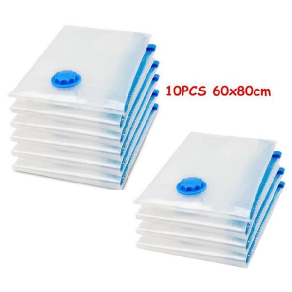 Set med 10 vakuumförvaringspåsar - A+ - 60x80cm - Upp till 75 % utrymmesbesparing