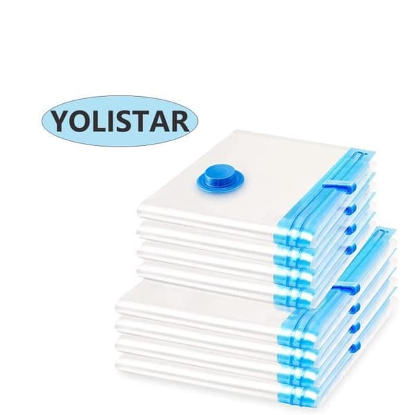 Vakuumförpackningar 8 Pack 4*80x60 + 4*60x40cm Vakuumförvaringspåsar för Resor för Kläder, Filtar, Täcken