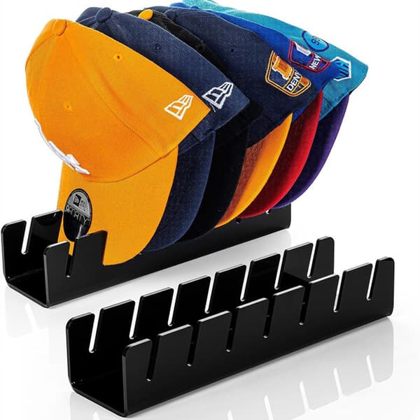 INF 2-Pack Baseball Cap Organizer, Hat Stativ oppbevaring for skapet 0 Sort