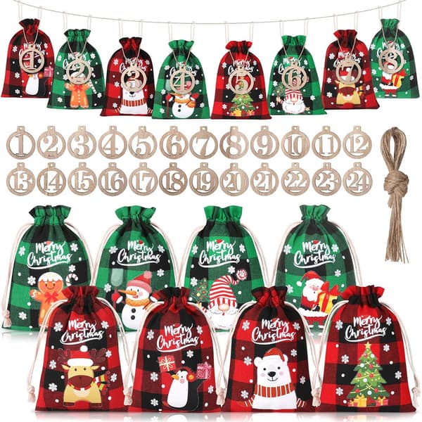 INF Jouluiset juuttilahjapussit 24-pack
