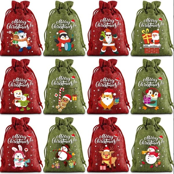 INF Jouluiset juuttilahjapussit 12-Pack
