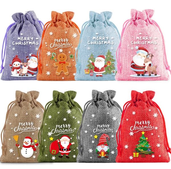 INF Jule jute gaveposer 8-Pack