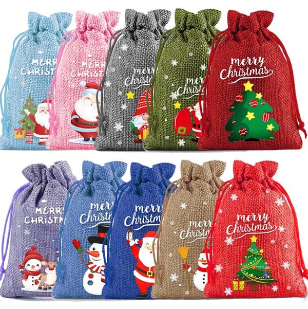 INF Jule jute gaveposer 10-pack