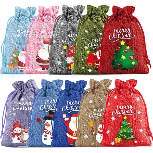 INF Jule jute gaveposer 10-pack