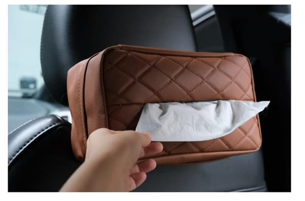 INF Car Tissue Box Holder, PU Læder Tissue Dispenser til bil