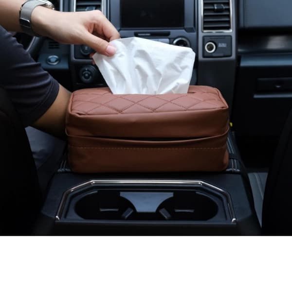 INF Car Tissue Box Holder, PU Læder Tissue Dispenser til bil