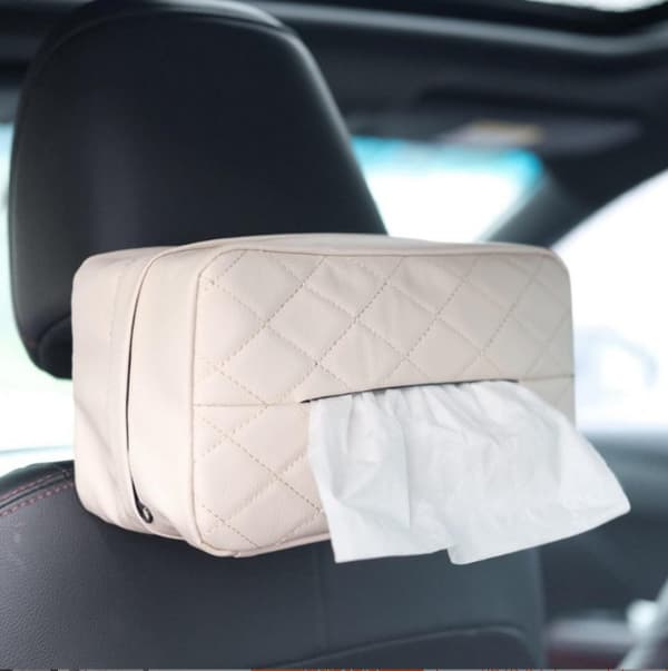 INF Car Tissue Box Holder, PU Læder Tissue Dispenser til bil