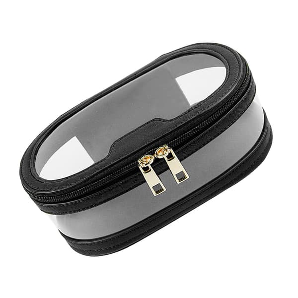 INF Svart oval PVC kosmetikkveske - Reisesminkeorganisering Round shape