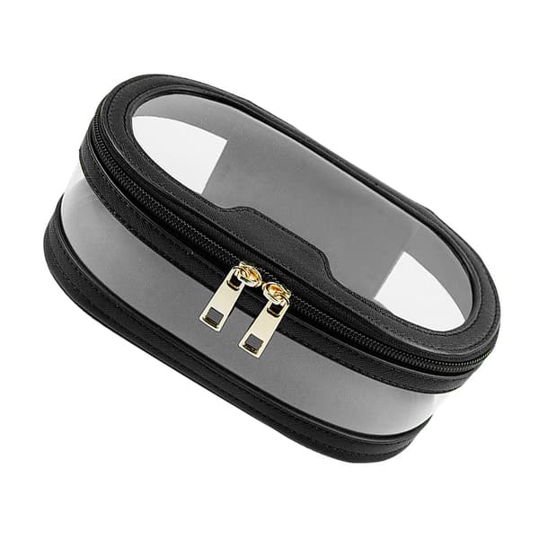 INF Svart oval PVC kosmetikkveske - Reisesminkeorganisering Round shape