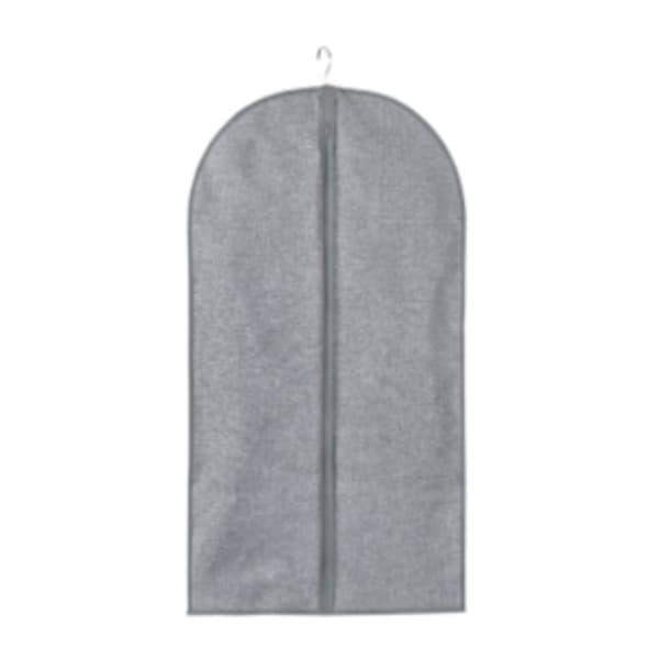 Housse de protection vêtement en tissu effet lin gris - H100 cm