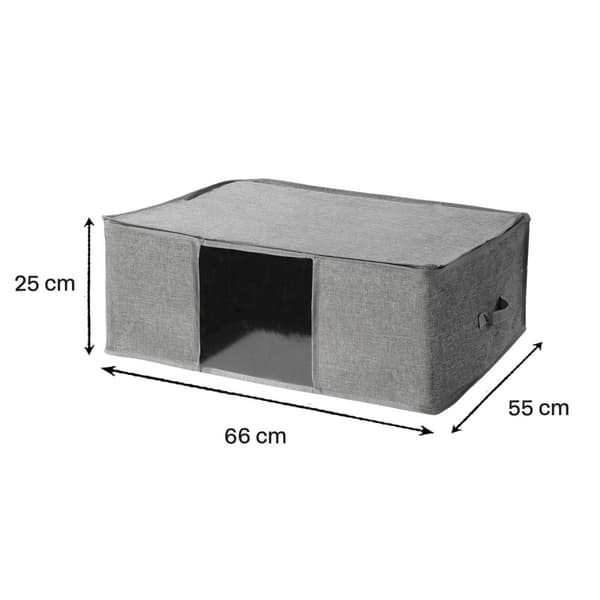 Housse de rangement couette en tissu effet lin gris - L66 cm