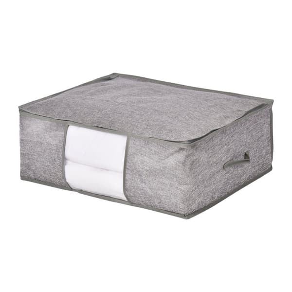 Housse de rangement couette en tissu effet lin gris - L66 cm