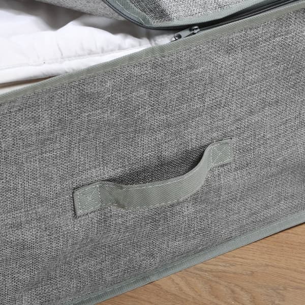 Housse de rangement couette en tissu effet lin gris - L66 cm