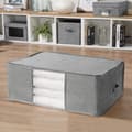 Miniatyrbild 2 av 9: Housse de rangement couette en tissu effet lin gris - L66 cm