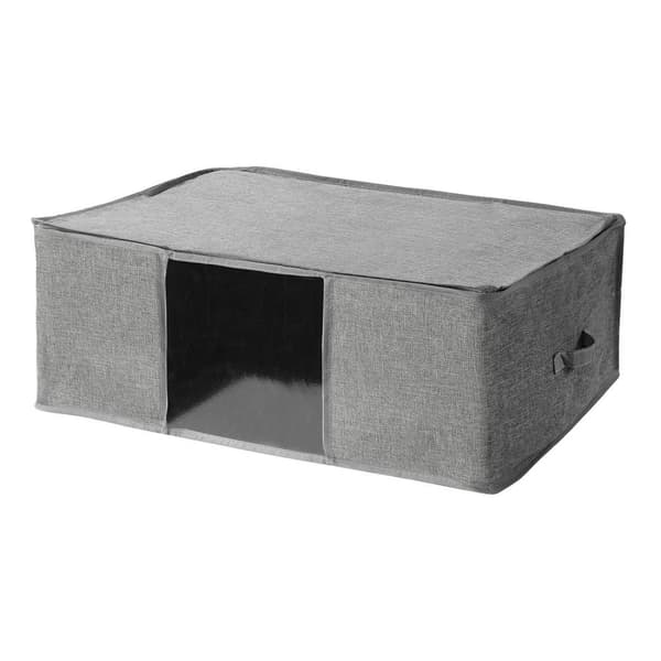 Housse de rangement couette en tissu effet lin gris - L66 cm
