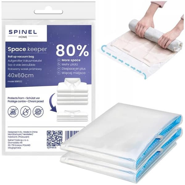 2x Vakuumförpackningspåse för kläder 40x60cm