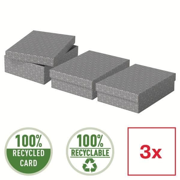 Förvaringslådor - ESSELTE - storlek M - grå - 3-pack - kraftig wellpapp