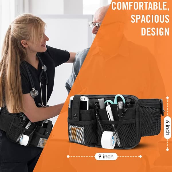 INF Medisinsk Organizer Bag - Kompakt & Justerbar Midjepakke Sort