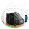 Miniatyrbild 3 av 4: TD® Metal Iron Mesh Desktop Storage File Rack Enkel svart Desktop File Box Four Organizer
