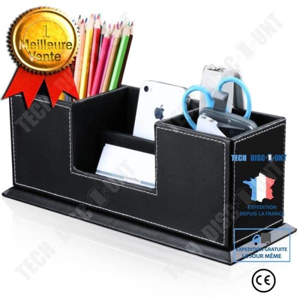 TD® Pennhållare Dubbel Enfärgad Multifunktion Läder Pennhållare Desktop Förvaring Organisation Kontorsmaterial tu