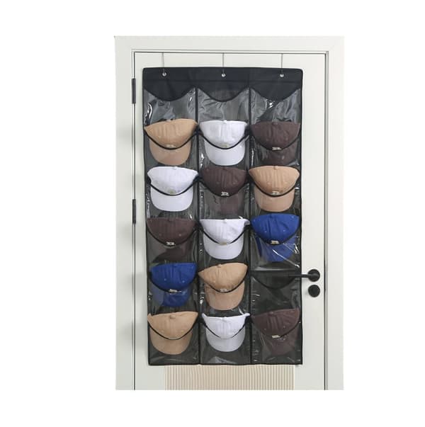 INF 6-lags baseballcapsorganisator - Plassbesparende hattlagring Sort