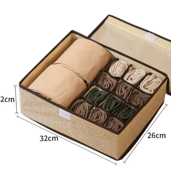 INF 3-i-1 Underklädesorganisatorlåda - Beige, Vikbar Förvaring