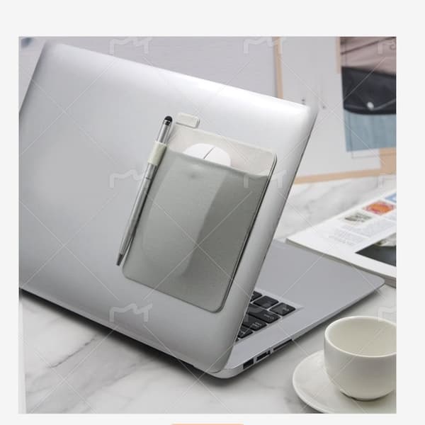INF Laptop Mus Förvaringsficka - Självhäftande Lycra Tygfodral Grå