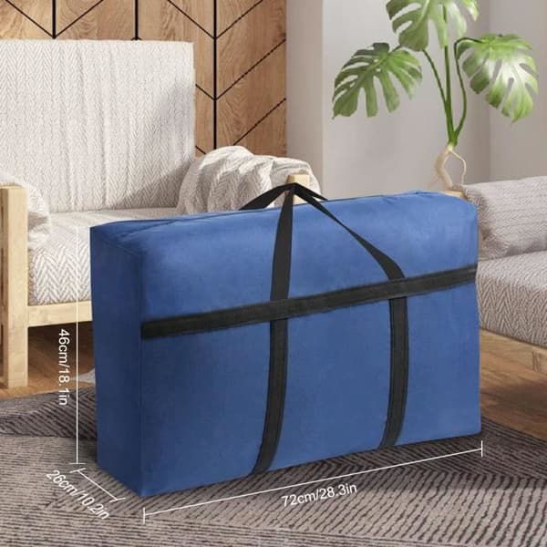 1X85 L Fällbar Sängförvaringsväska Stort Organiseringsväska för Kläder, Påse för Duntäcke, Filtar (72x46x26, Blå)