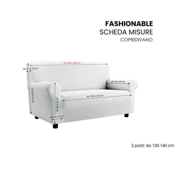 Sogni e capricci - CD-FASH-GRIGIO SCURO- 2P - "Fashionable" Sofföverdrag, mörkgrå, 2 platser