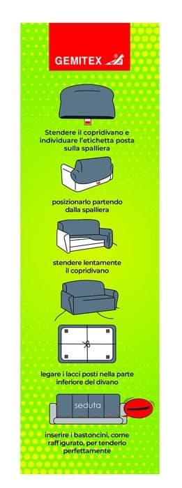 Gemitex Flexy 4-sits sofföverdrag Dove Made in Italy by Universelle bi-elastic med gardinunderlag