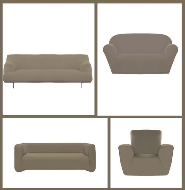 Gemitex Flexy 4-sits sofföverdrag Dove Made in Italy by Universelle bi-elastic med gardinunderlag