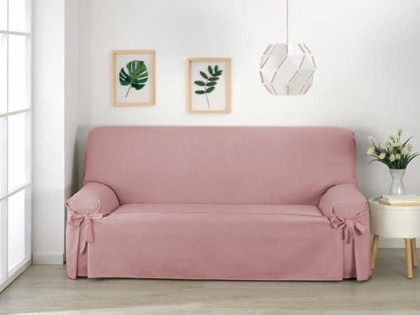 Martina hem - Turia - Turie Sofföverdrag med rosetter, bomullspolyester, ljusrosa, 4 sits