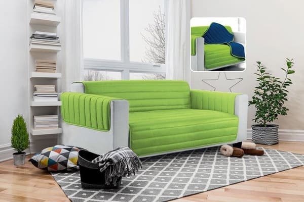 Förvaringsfodral - Elegant vakuumfodral - CD-EL-verde mela/blu scuro-2PMX - Quiltat sofffodral