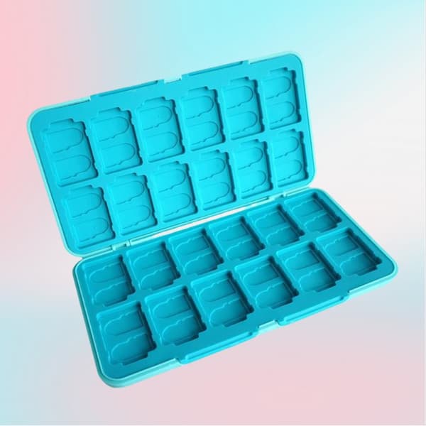 INF Magnetisk spillkortveske for Switch OLED - 24 spillkassetter Blå