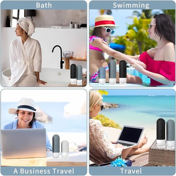 INF Portable reise lekkasjesikre silikonbeholdere 60ml+90ml Sort