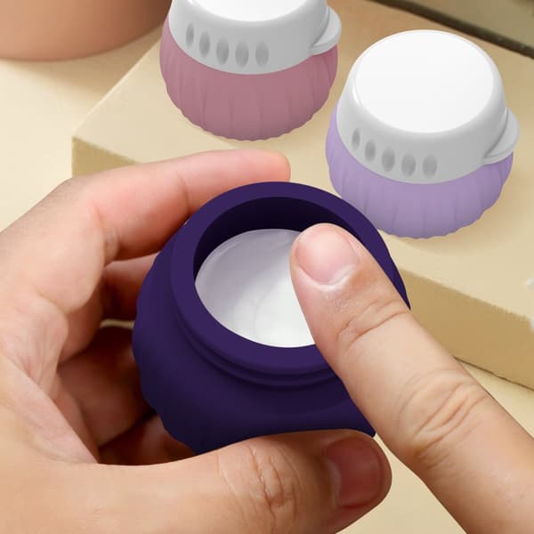 INF Resestorlek Silikonkrämburkar - 4-pack läckagesäkra Lila
